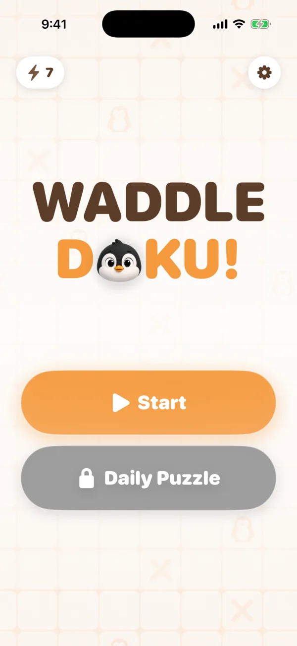 Waddledoku home screen on iPhone